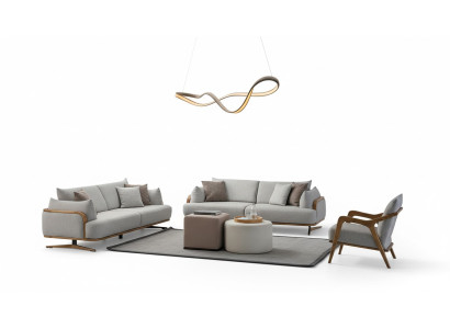 Möbel Wohnzimmer Helles Farbe Set 2x 3-Sitzer Sofas und Sessel 3tlg.