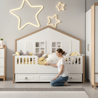 Perfekte Kinderzimmer Bettrahmen Kinderzimmermöbel Helles Holz Neuheit