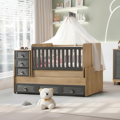 Stilvoll Kinderbett luxuriös HolzBett Grau Farbe Exklusive Möbel neu