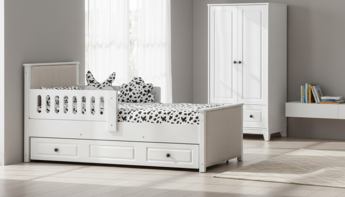 Kinderbett Holzbett Funktionsbett Ausziehbares Bett 200 Holz Weiß