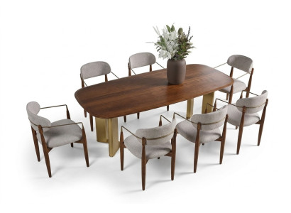 Modern Esszimmer Set Besteht aus Esstisch und 6x Stühle Braun 7tlg.