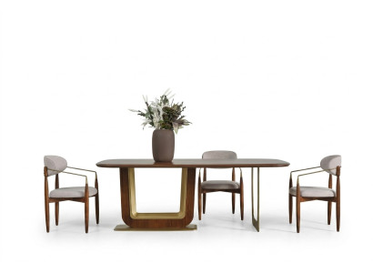 Modern Esszimmer Set Perfekte Esstisch und 4x Stühle Braun Farbe 5tlg.