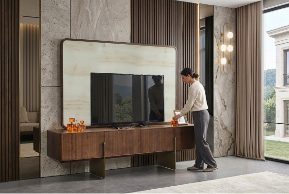 Luxuriös Wohnzimmer Set Besteht ausTV Lowboard und TV Rahmen 2tlg. neu
