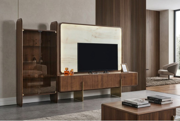 Wohnzimmer Set Besteht aus Vitrine TV Lowboard und TV Rahmen 3tlg. neu