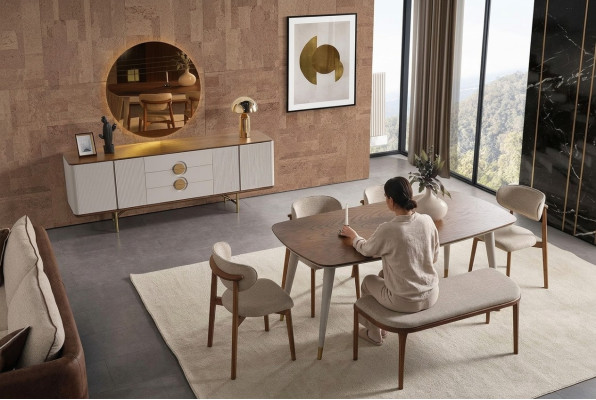 Perfekte Esszimmer Set Von Esstisch 4x Stühle nrichte Spiegel Bank 8tlg.