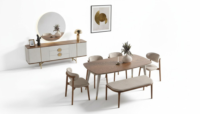 Perfekte Esszimmer Set Von Esstisch 4x Stühle nrichte Spiegel Bank 8tlg.