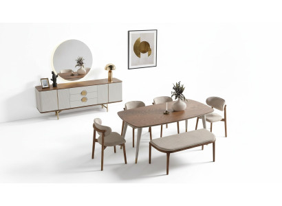 Perfekte Esszimmer Set Von Esstisch 4x Stühle nrichte Spiegel Bank 8tlg.