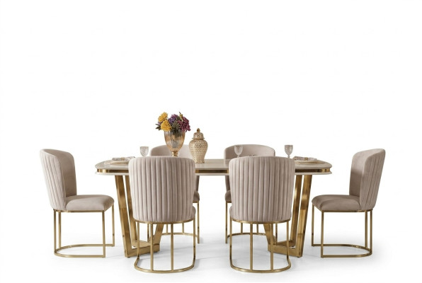Esszimmer Set Besteht aus Design Esstisch 4x Stühle und Anrichte 7tlg.