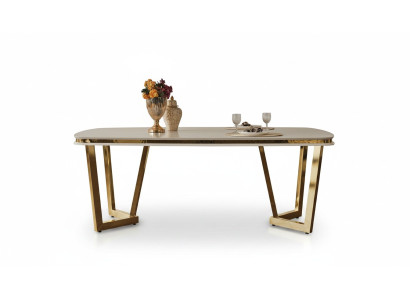 Esstisch Esszimmer Holz Esstische Stil Modern beige Design Edelstahl