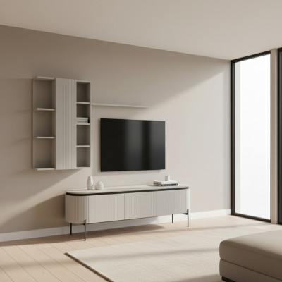 Perfekte Wohnzimmer Set Besteht aus TV-Lowboard und Wandschrank 2tlg.