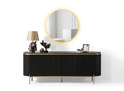 Esszimmer Set Modern Besteht aus Schwarz Anrichte und Spiegel 2tlg.