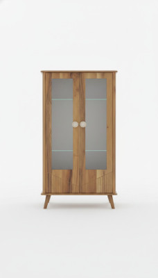 Robuste Holzvitrine Designer 2-Türige Glasvitrine Glasschrank Edle Möbel