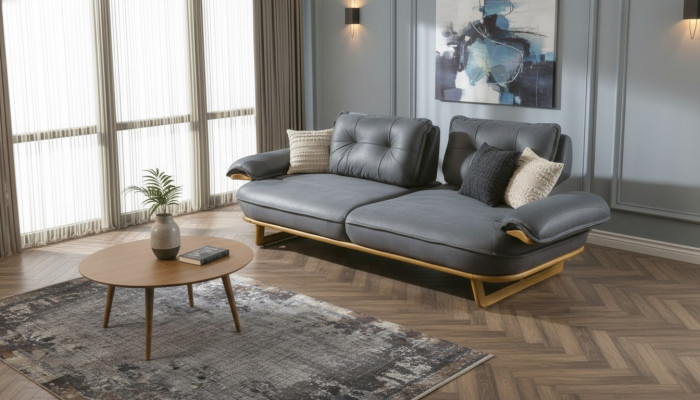 Exklusiver Grauer 3-Sitzer Designer Sofa Wohnzimmer Polstercouch Möbel