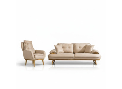 Moderne Couchgarnitur Designer 3-Sitzer Luxus Polster Sessel 3+1 Set