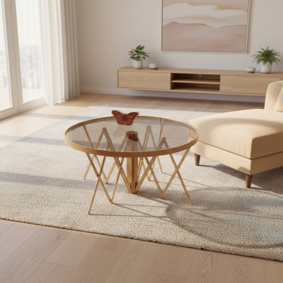 Exklusiver Runder Couchtisch Designer Holztisch Moderner Glastisch Neu