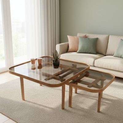 Moderne Holztische Designer Wohnzimmer Sofatische Luxuriöse Glastische