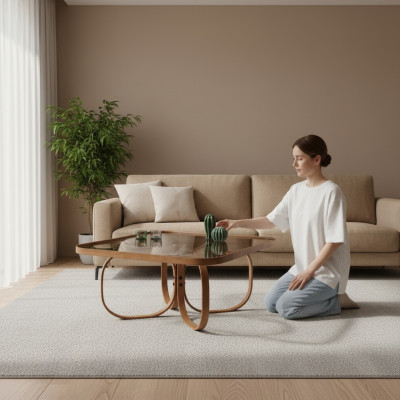 Exklusiver Glastisch Quadratischer Wohnzimmer Couchtisch Holztisch Neu