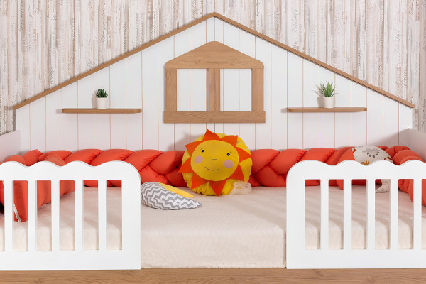 Weißer Kinder Hausbett Designer Holzbett Robuste Kinderzimmer Möbel