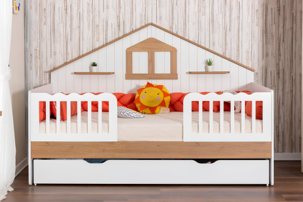 Weißer Kinder Hausbett Designer Holzbett Robuste Kinderzimmer Möbel