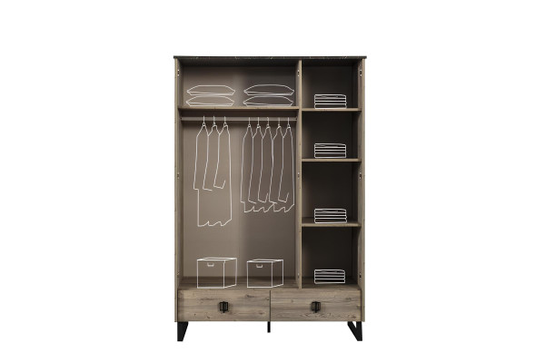 Brauner Kleiderschrank Designer Schlafzimmer Glasschrank Luxus Holz Möbel
