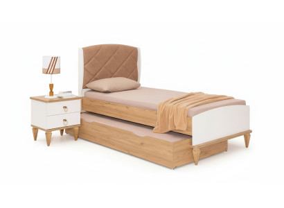 Beiges Ausziehbares Kinderbett Luxuriöses Schlafzimmer Bett Holz Möbel