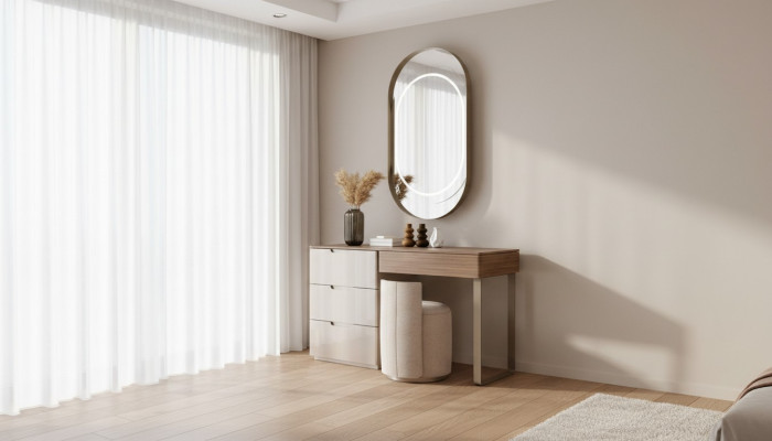 Schlafzimmer Set Luxus Schminktisch und Spiegel Hocker Design neu 3tlg