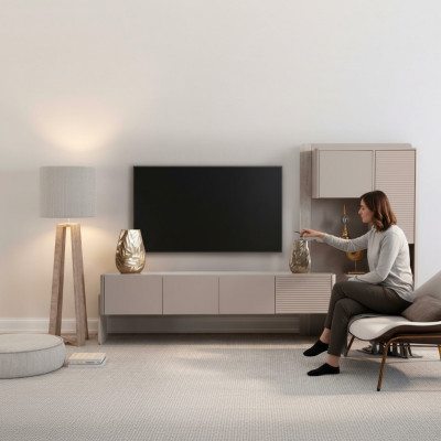 Stilvoller TV-Schrank Beiges Sideboard Luxuriöse Wohnzimmer Kommode