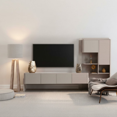 Stilvoller TV-Schrank Beiges Sideboard Luxuriöse Wohnzimmer Kommode