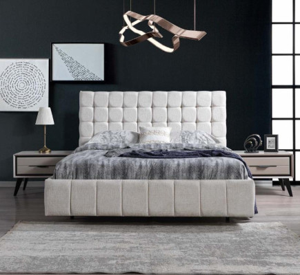 Weißes Exklusives SChlafzimmer Doppelbett Designer Nachttische Kommode
