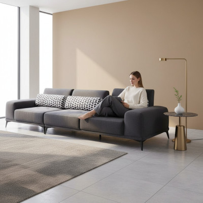 Grauer 4-Sitzer Wohnzimmer Luxus Couch Moderne Couch Polster Möbel Neu