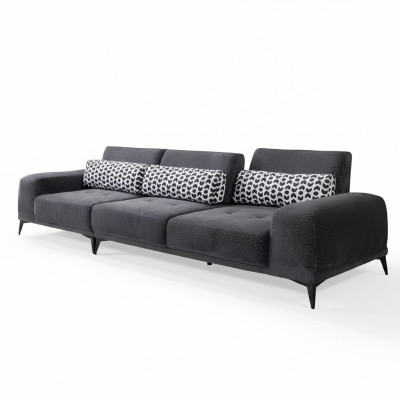 Grauer 4-Sitzer Wohnzimmer Luxus Couch Moderne Couch Polster Möbel Neu