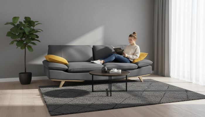 Stilvolles Graues 3-Sitzer Sofa Moderne Luxuriöse Wohnzimmer Couchen