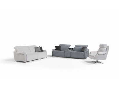 Luxuriöses Wohnzimmer Set 2x 3 Sitzer Sofas mit Musiksystem und Sessel