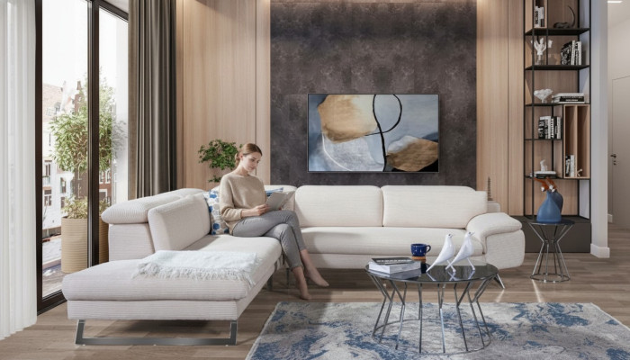 Weißes Eck-Polstersofa L-Form Sofas Wohnzimmer Moderne Wohnlandschaften