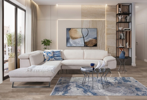 Weißes Eck-Polstersofa L-Form Sofas Wohnzimmer Moderne Wohnlandschaften