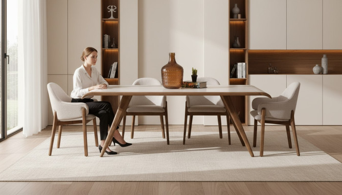 Brauner Exklusiver Esszimmer Set Esstisch 6x Stühle Polsterstühle 7tlg