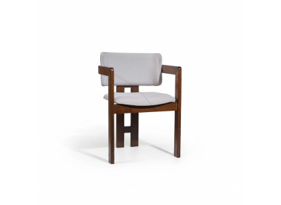 Weiß-Brauner Esszimmerstuhl Designer Polsterstuhl Moderner Einsitzer