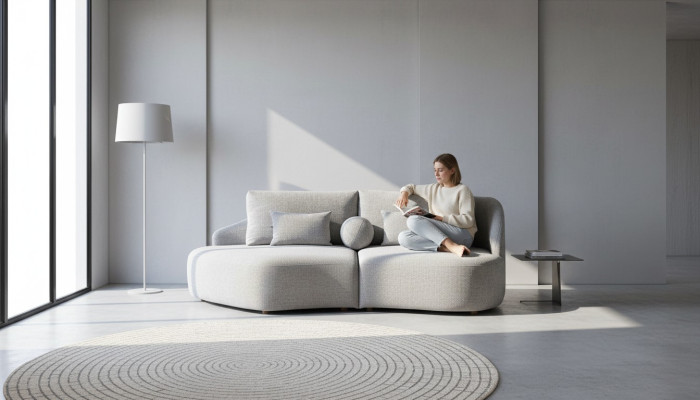 Moderner Hellgrauer 3-Sitzer Wohnzimmer Dreisitzer Luxus Couchen Sofas