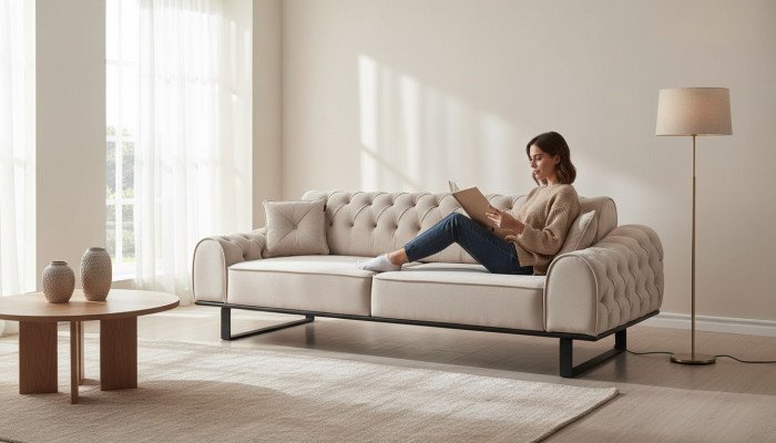 Exklusiver Beiger 3-Sitzer Wohnzimmer Sofas Designer Luxus Couchen Neu