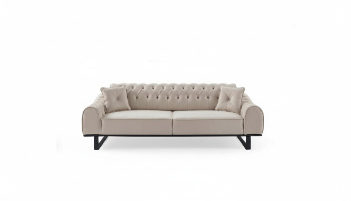 Exklusiver Beiger 3-Sitzer Wohnzimmer Sofas Designer Luxus Couchen Neu