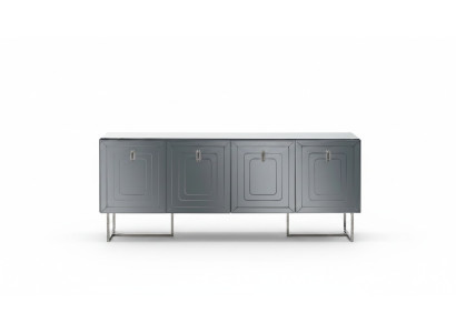 Graue Wohnzimmer Anrichte Luxus Holz Möbel 4-türige Designer Kommode
