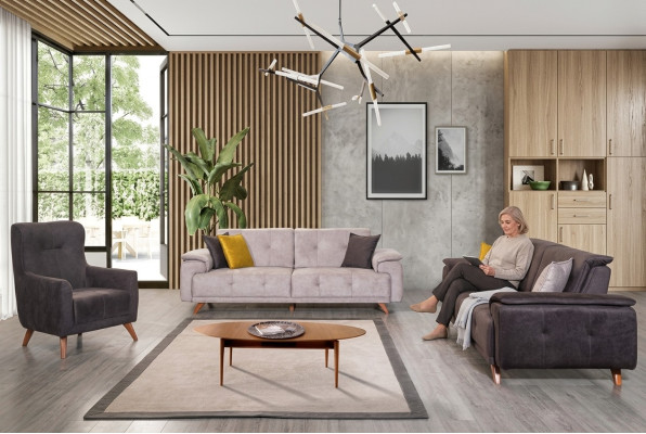 Wohnzimmer Möbel Stilvoller Dreisitzer 3-er Polstersessel 3tlg Garnitur