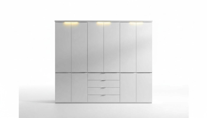 Weißer Kleiderschrank 4-Schubladen Schlafzimmer Schränke Holz Möbel