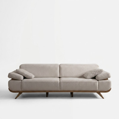 Hellbeiges Textilsofa Designer Polstersofas Wohnzimmer Couchen 3-Sitzer
