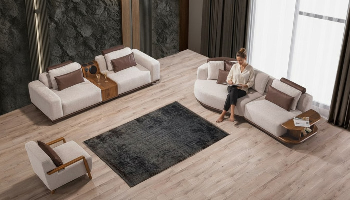 Beige Sofagarnitur Moderne Luxus Sofas 3+2 Sitzer Poslter Sessel 3tlg. Set