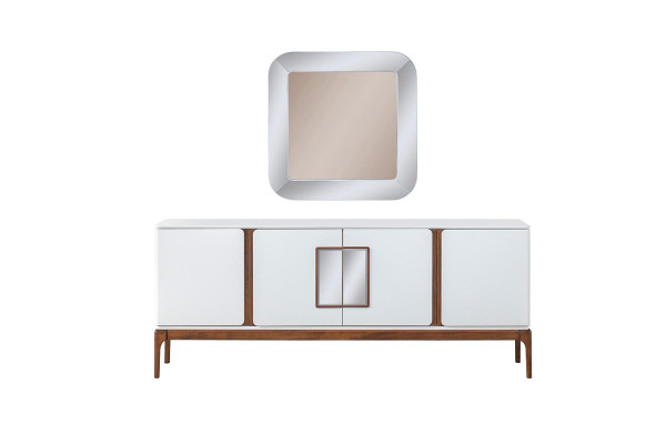 Luxus Esszimmer Set Esstisch 4x Stühle Anrichte Spiegel 7 tlg Modern