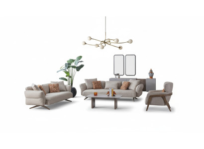 Luxus Modern Wohnzimmer Set 4tlg. 4+3 sitzer Sessel und couchtisch neu