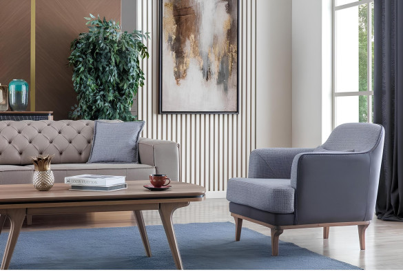 Luxus Modern Wohnzimmer Set 4tlg. 4 sitzer Sessel couchtisch Möbe Neu