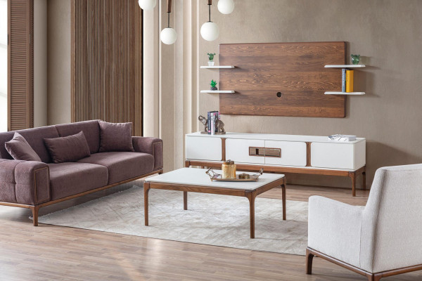 Stil Wohnzimmer set Wohnwand 2tlg. Sideboard TV-Wandpaneel Wohnwände