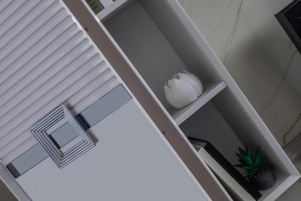 Modern Wohnwand Wohnzimmer Besteht aus 4tlg in Ekclusive Weiß Wohnwände